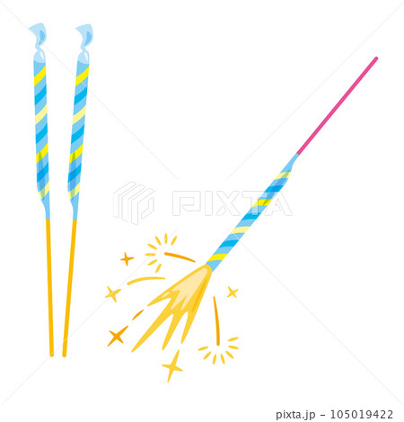 点火した手持ち花火 105019422
