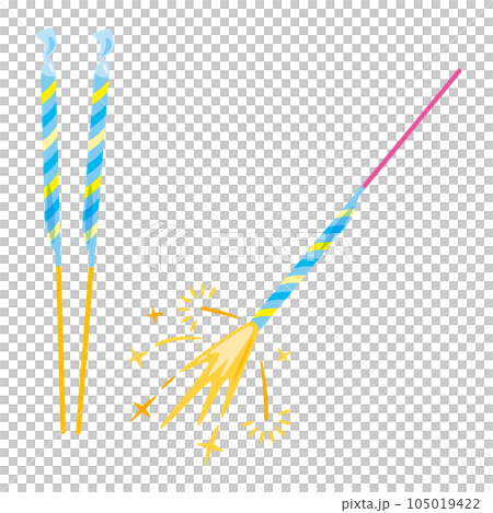 点火した手持ち花火 105019422