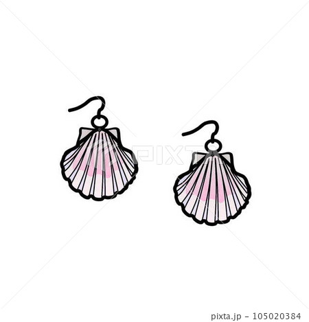 貝殻のイアリングのイラスト 貝殻のイアリングのイラスト 105020384