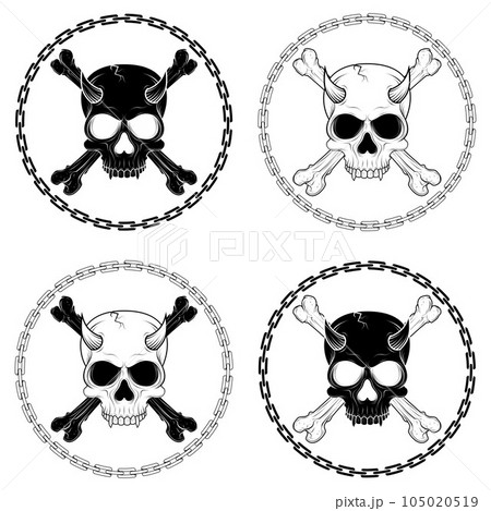 Skull with bone surrounded with chain Skull with bone surrounded with chain 105020519