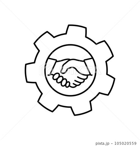 Handshaking, gear, task relations icon. Element...のイラスト素材 [105020559 ...