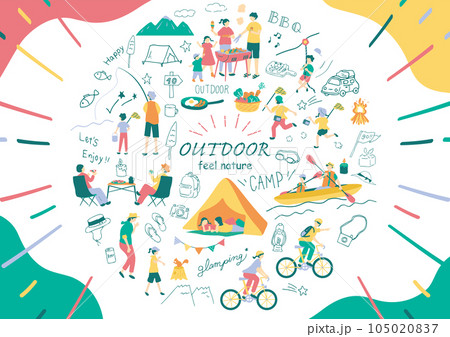 アウトドアを楽しむ人達 105020837