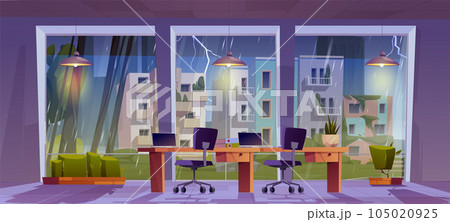 Company office interior in rainy weather 105020925