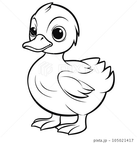 Cartoon Cute Duck Coloring Page 105021417