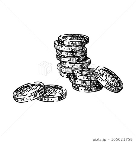 pirate treasure gold sketch hand drawn vector 105021759