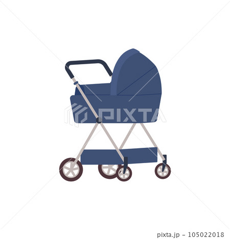 Modern baby stroller, flat vector illustration isolated on white background. 105022018