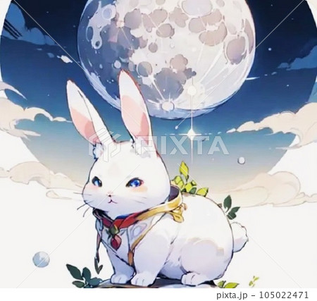 満月とうさぎのイラスト素材 [105022471] - PIXTA
