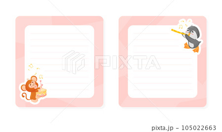 Cute Animal Parade with Drum and Flute Note Frame Vector Template Cute Animal Parade with Drum and Flute Note Frame Vector Template 105022663