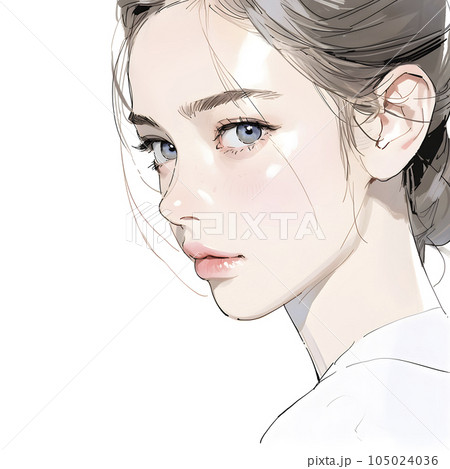 綺麗なお姉さんのイラスト 水彩画風（Generative AI）のイラスト素材