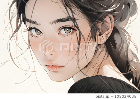 綺麗なお姉さんのイラスト 水彩画風（Generative AI）のイラスト素材