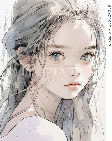 綺麗なお姉さんのイラスト 水彩画風（Generative AI）のイラスト素材