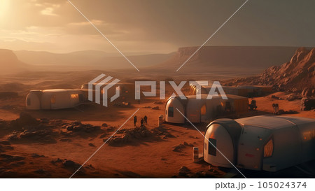 first human colony on Mars, neural network generated image 105024374
