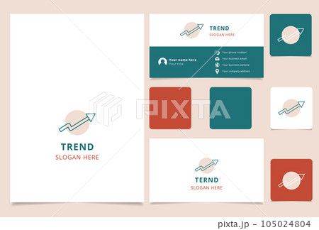 Trend logo design with editable slogan. Branding book and business card template. 105024804