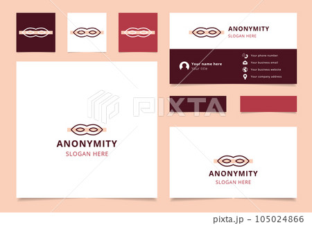 Anonymity logo design with editable slogan. Branding book and business card template. Anonymity logo design with editable slogan. Branding book and business card template. 105024866