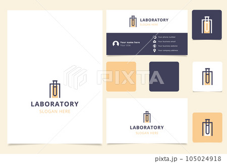 Laboratory logo design with editable slogan. Branding book and business card template. 105024918