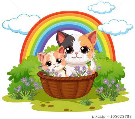 Two Kittens in a Basket 105025788