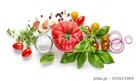 composition of fresh tomato and spices 105025969