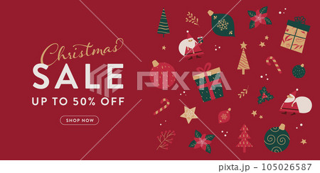クリスマスセールのバナー背景(ベクターイラスト) クリスマスセールのバナー背景(ベクターイラスト) 105026587