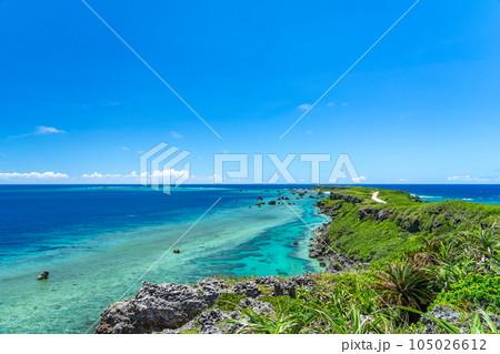 沖縄県宮古島　夏の東平安名崎 105026612