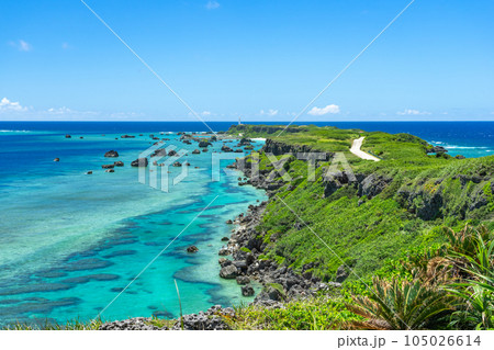 沖縄県宮古島　夏の東平安名崎 105026614
