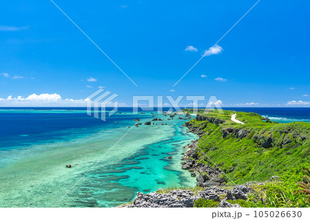 沖縄県宮古島　夏の東平安名崎 105026630