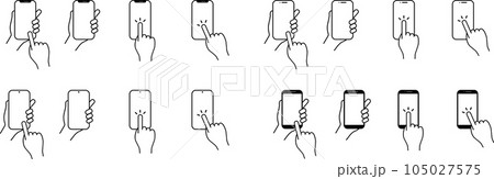 スマホと手のバリエーションアイコンセット 105027575