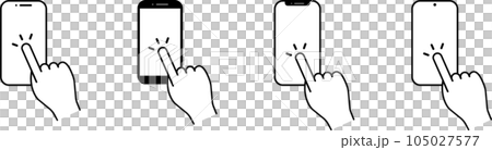 スマホをクリックする手のセット 105027577