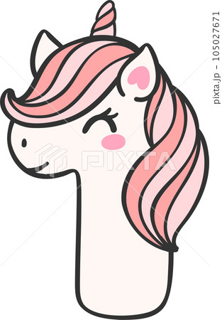 cute unicorn doodle number 1, one is a pink kawaii cartoon illustration with a unicorn head that is perfect for kids. cute unicorn doodle number 1, one is a pink kawaii cartoon illustration with a unicorn head that is perfect for kids. 105027671