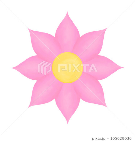 Pink Watercolor Flower with Yellow Pollen Pink Watercolor Flower with Yellow Pollen 105029036