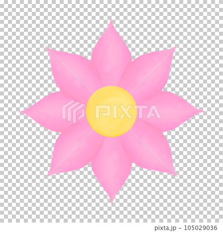 Pink Watercolor Flower with Yellow Pollen Pink Watercolor Flower with Yellow Pollen 105029036