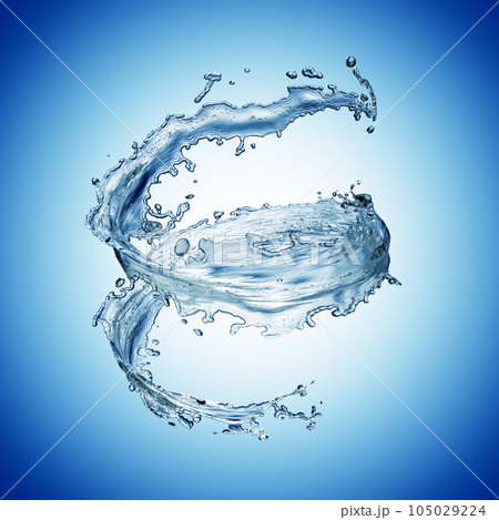 blue water splash isolated on blue background 105029224