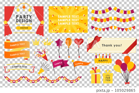 多彩派對設計矢量素材集 105029865