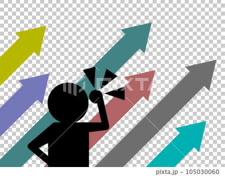 Illustration of a person who makes a fist pose for a successful result of effort Illustration of a person who makes a fist pose for a successful result of effort 105030060