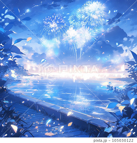 夏の夜と花火 | summer nights and fireworks Generative AIのイラスト