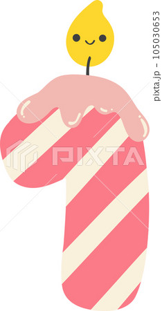 A cartoon number 1 birthday candle with a pink and white striped design. This cheerful and festive image is perfect for any birthday celebration. A cartoon number 1 birthday candle with a pink and white striped design. This cheerful and festive image is perfect for any birthday celebration. 105030653