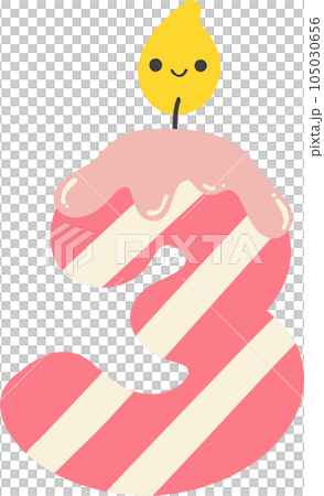 A cartoon number 3 birthday candle with a pink and white striped design. This cheerful and festive image is perfect for any birthday celebration. A cartoon number 3 birthday candle with a pink and white striped design. This cheerful and festive image is perfect for any birthday celebration. 105030656