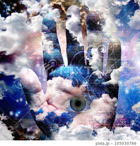 Hand abstract with clouds Hand abstract with clouds 105030766