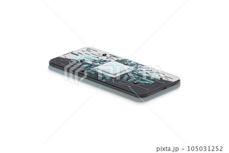 Black phone with artificial intelligence neural chip mockup, isolated Black phone with artificial intelligence neural chip mockup, isolated 105031252