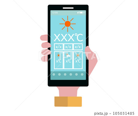 スマホと天気アプリ。天気予報。ベクターイラスト 105031485