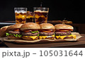 tasty hamburger with meat and vegetables 105031644
