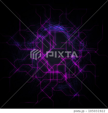 Technology abstract vector background with purple neon lines. Futuristic hi-tech design for social media or posters, banner, brochure, cover 105031922