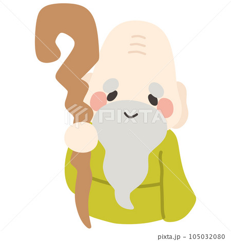 可愛くデフォルメした福禄寿のカラーイラスト 105032080