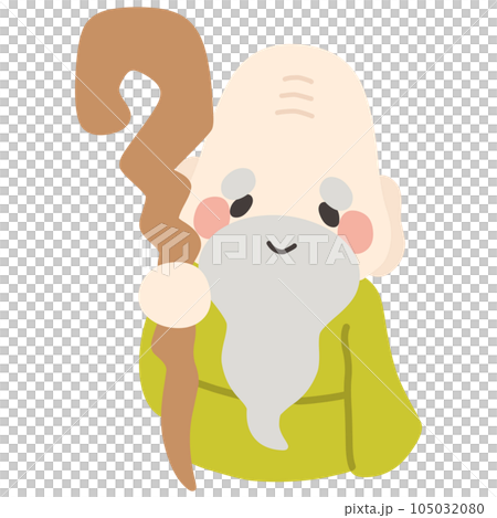 可愛くデフォルメした福禄寿のカラーイラスト 105032080