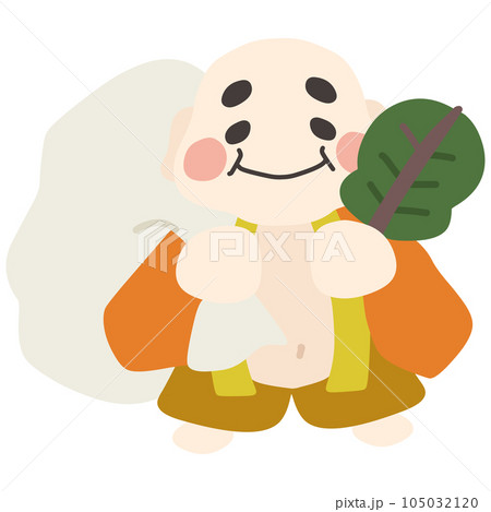 可愛くデフォルメした布袋尊のカラーイラスト 105032120