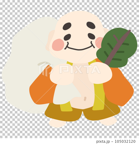 可愛くデフォルメした布袋尊のカラーイラスト 105032120
