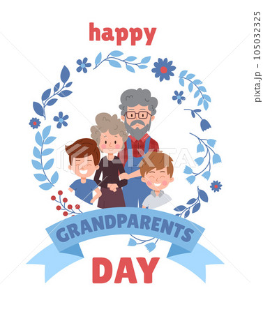 Poster or vertical banner about happy grandparents day flat style 105032325