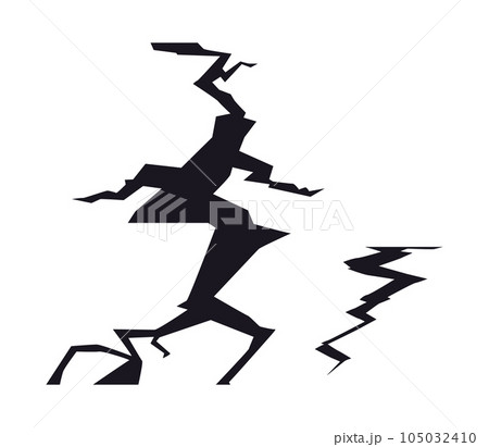 Vector illustration of ground cracks, earthquake breaks, fissure from disaster or drought isolated on white background Vector illustration of ground cracks, earthquake breaks, fissure from disaster or drought isolated on white background 105032410
