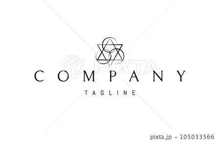 Vector logo on which an abstract image of an alchemical symbol with triangles and circles. Vector logo on which an abstract image of an alchemical symbol with triangles and circles. 105033566