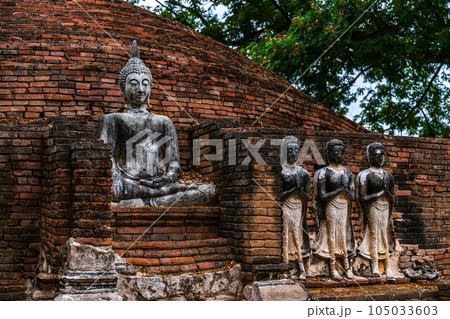 Ancient buddha figures in (SRI SUKHOT) temple is an ancient buddhist temple in Chan Palace is a Buddhist temple It is a major tourist attraction in Phitsanulok,Thailand. 105033603