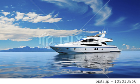 Yacht on the sea still weather summer travel concept. Boating nautical vacation landscape activity outdoor nobody photo 105033856